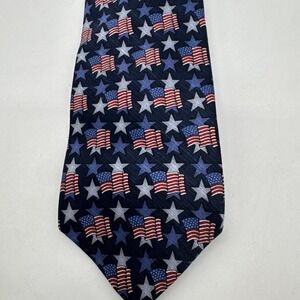 American Traditions Silk Flag Men's Neck Tie. USA Patriotic Red, White & Blue.